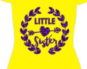 glitter little sister heat transfer, custom iron on, glitter little sister iron on, custom heat transfer