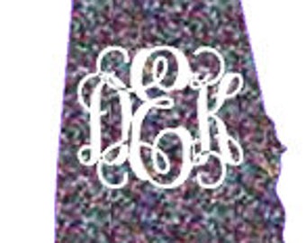 État Glitter monogrammé chaleur transfert thermocollants, fer personnalisé sur, initiales de paillettes, personnalisé monogram, monogramme de l’État, votre choix de l’État
