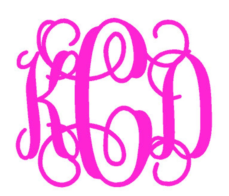 K&ouml;nnte beinhalten: Pinkes Monogramm mit den ineinander verschlungenen Buchstaben KCD.