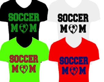 Transfert de chaleur pour le Soccer Mom Glitter, Soccer Mom glitter sur tissu, le transfert de chaleur de soccer, football fer sur