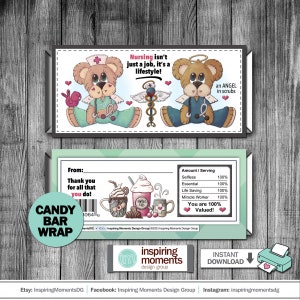 Nurse Life Thank You Candy Bar Wrap, Nurses, Hospital Nurse, Gift, DIY Instant Download, Hershey Bar Wrapper, Medical, Essential Staff, Hero