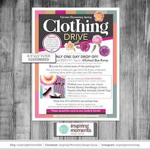 Clothing Drive Event Flyer Printable Fundraiser Township Etsy