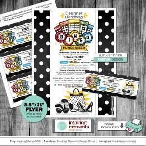 Designer Handtasche Bingo Event Flyer Printable | Kirchen-Spendenaktion | Business | PTA | PTN | Schulflyer Design | Maßanfertigung 8,5x11