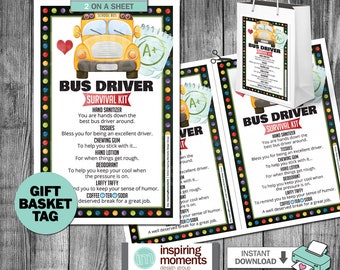 School Bus Driver Survival Kit Flyer Printable, Appreciation, End Of The School Year Caring Strong Essential, DIY, Gift Instant Download