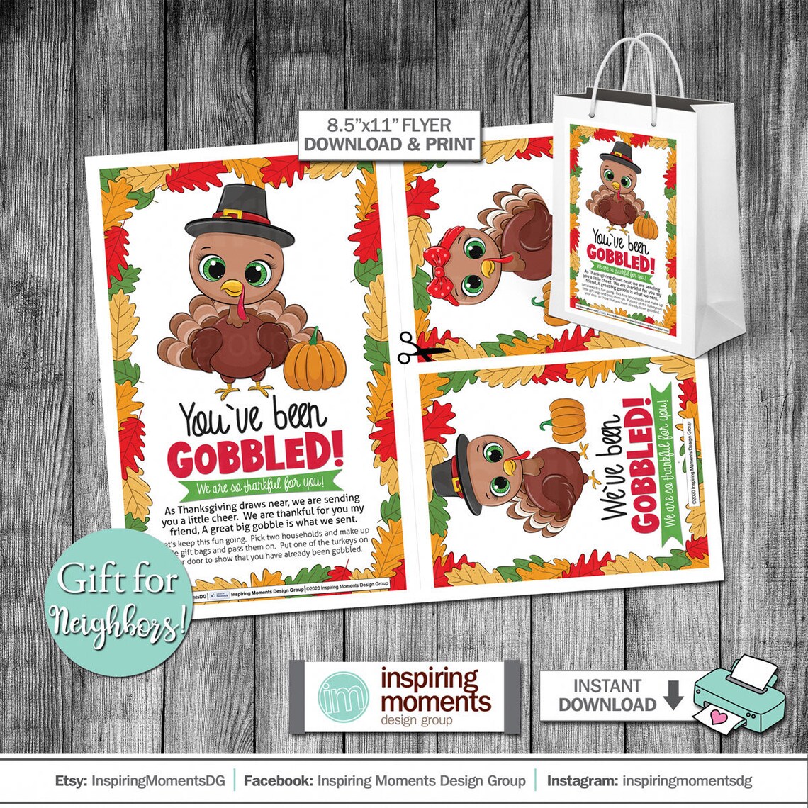 You've Been Gobbled Flyer Printable Neighborhood Fun | Etsy