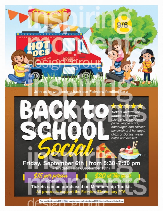 Back To School Food Truck Social Event Flyer Printable Business Fundraiser Pta Ptn School Flyer Flyer Design Handout 85x11
