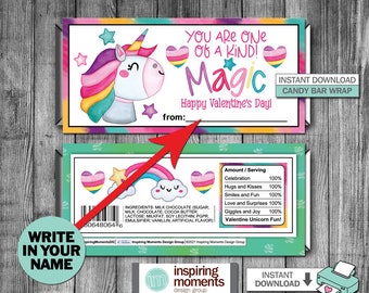 Unicorn Valentine Candy Bar Wrapper: Magical Printable (Instant Download)