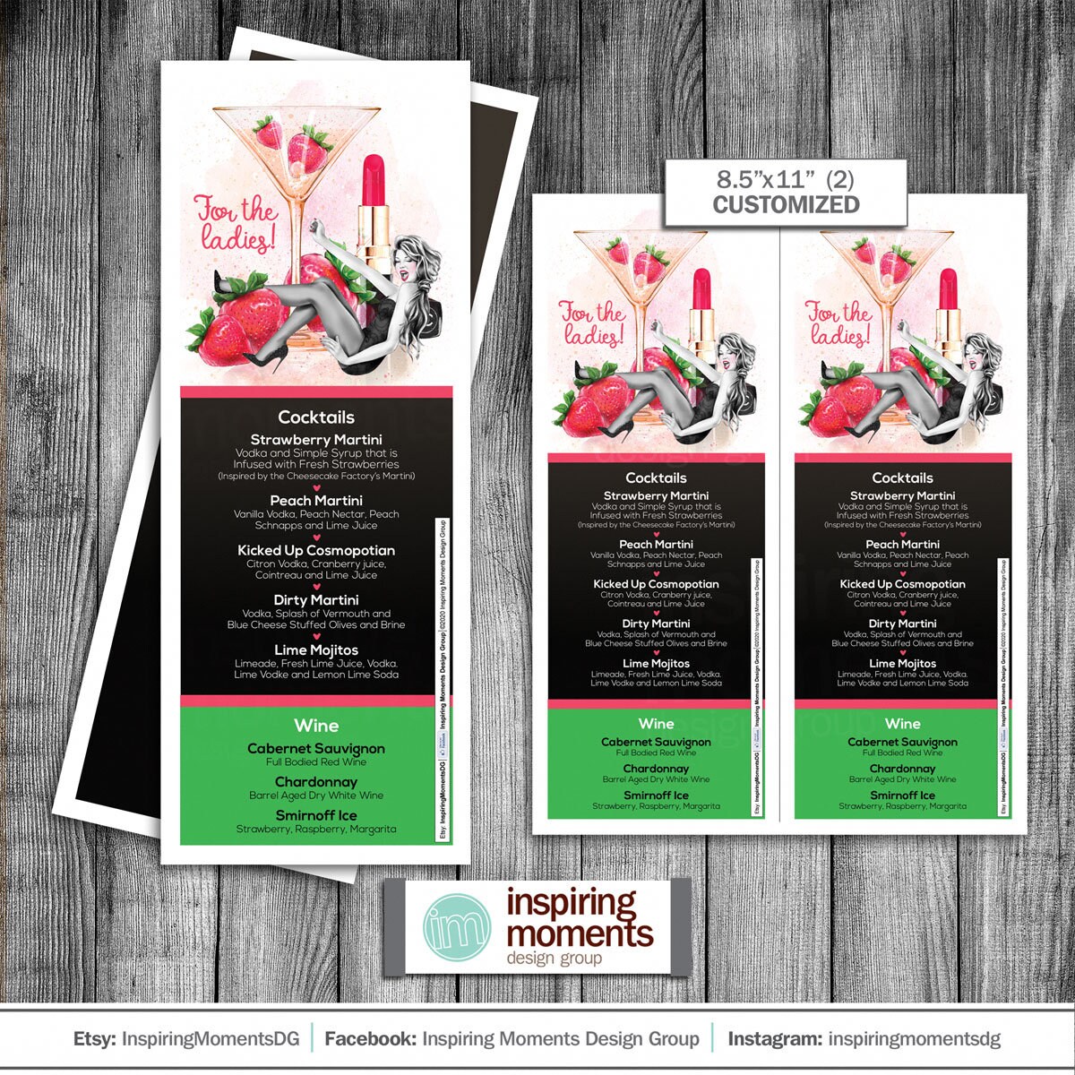 Martini Drink Menu Cocktail Party Menu Cocktails House Etsy Norway