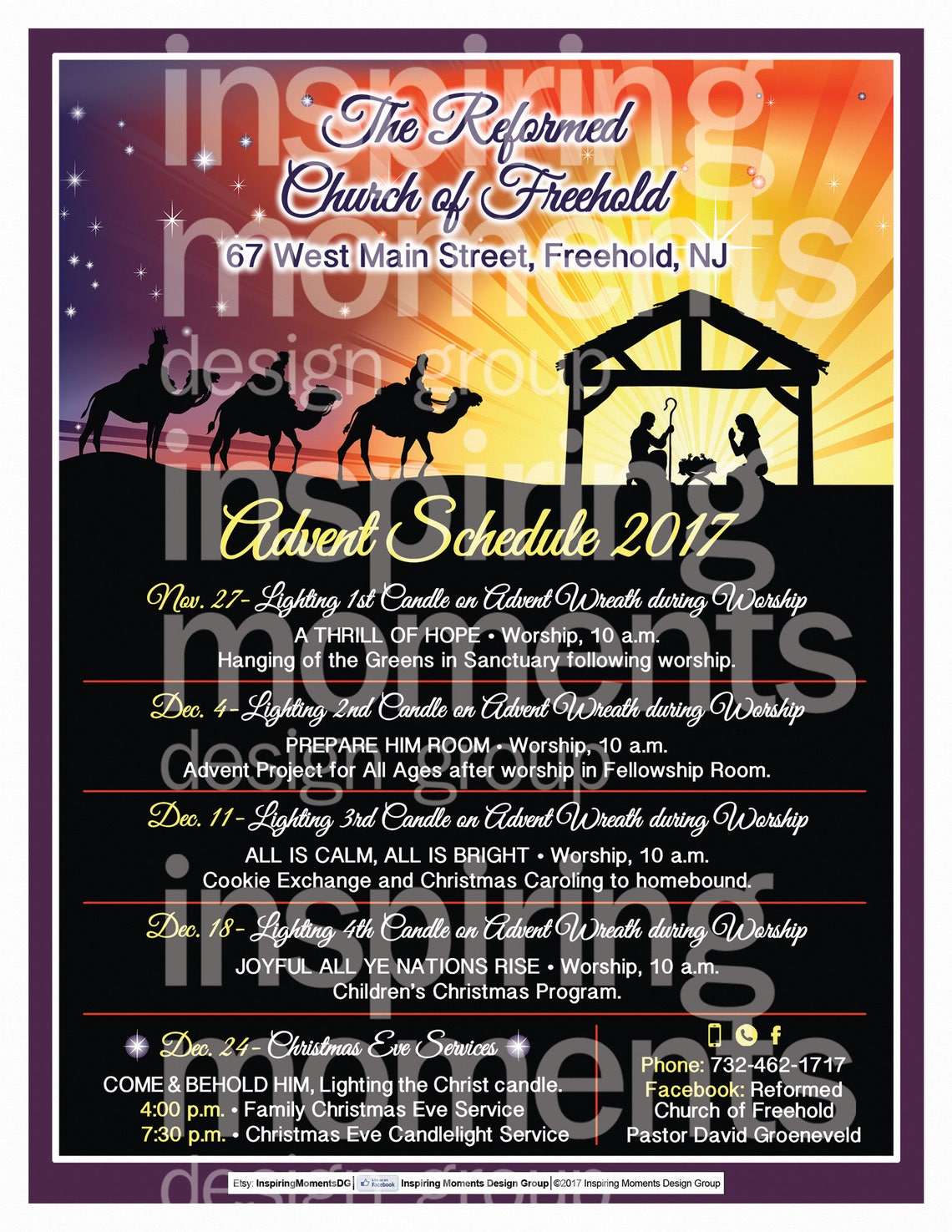 Advent Schedule Flyer Printable Nativity Religious Church Etsy