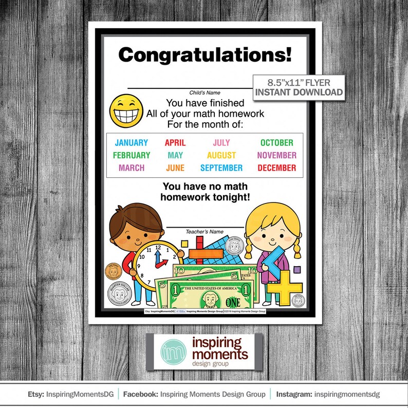 good homework certificate No Math Homework Good Job Teachers Flyer Math Certificate image 1