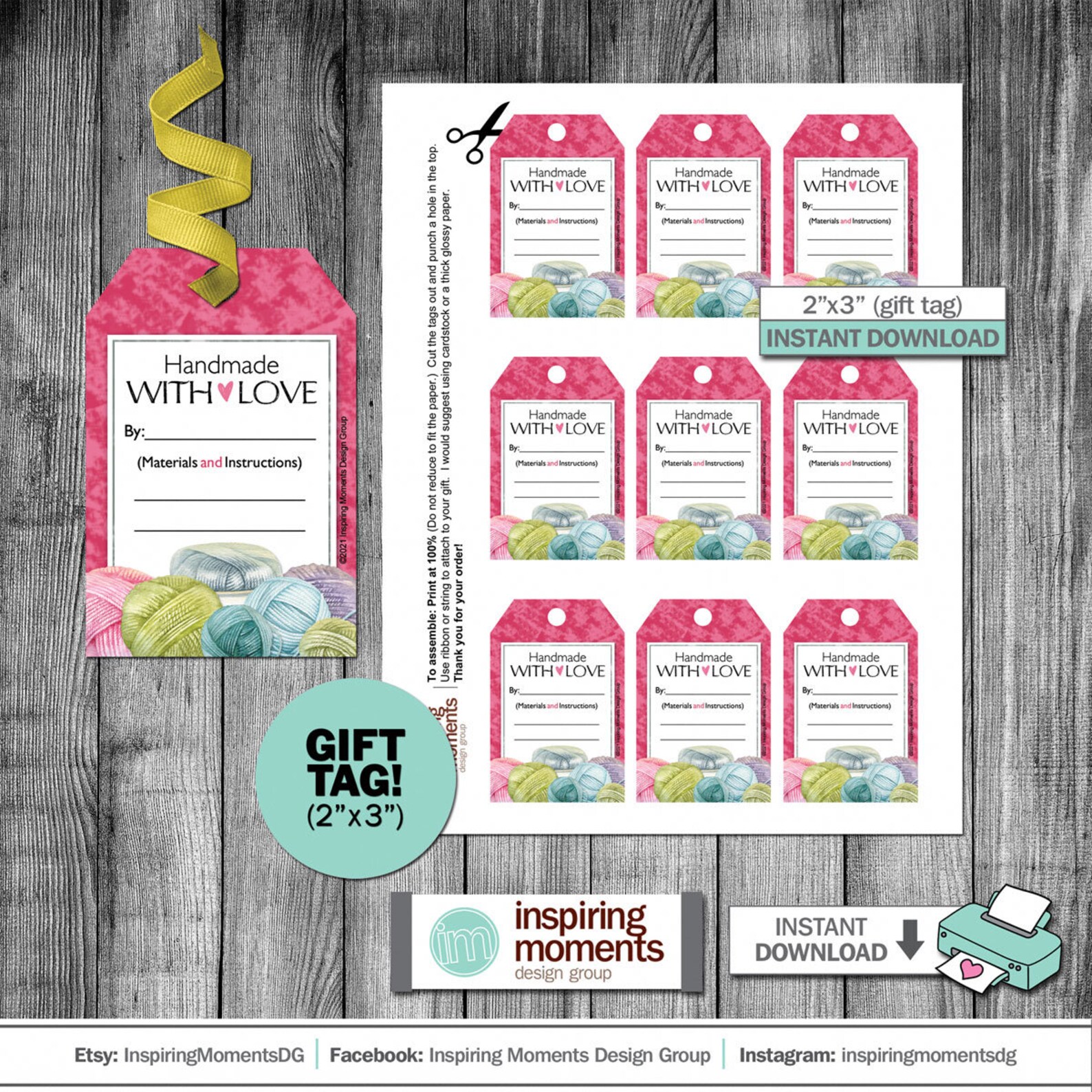 Knitting Gift Tag Printable Crochet Gift Tag Small - Etsy