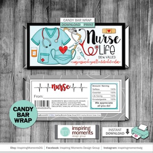 Nurse Life Thank You Candy Bar Wrap, Krankenschwestern, Krankenhaus Krankenschwester, Geschenk, DIY Instant Download, Hershey Bar Wrapper, medizinisch, unverzichtbares Personal, Held
