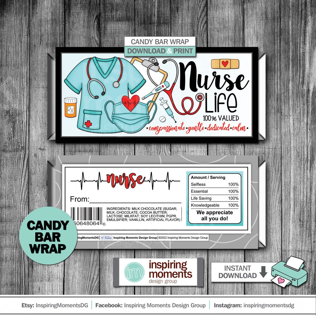 Nurse Life Candy Bar Wrapper: Thank You Gift (DIY Digital Download) - Etsy