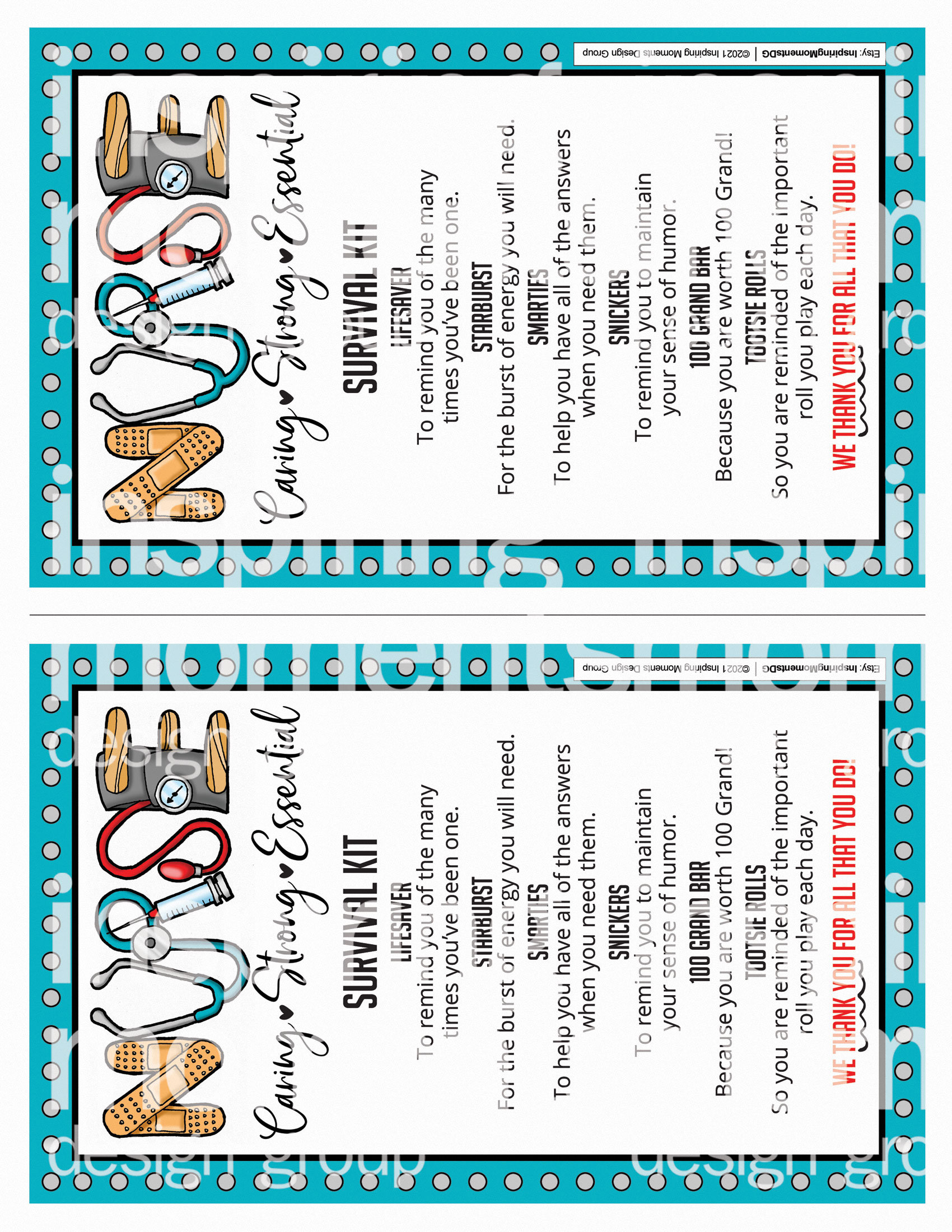 Nurse Survival Kit Printable