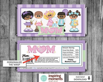 Mother's Day Candy Bar Wrap, Mothers Day DIY, Mom, Mommy, Love, Kids, Gift, Printable, Instant Download, Hershey Bar Wrapper, DIY