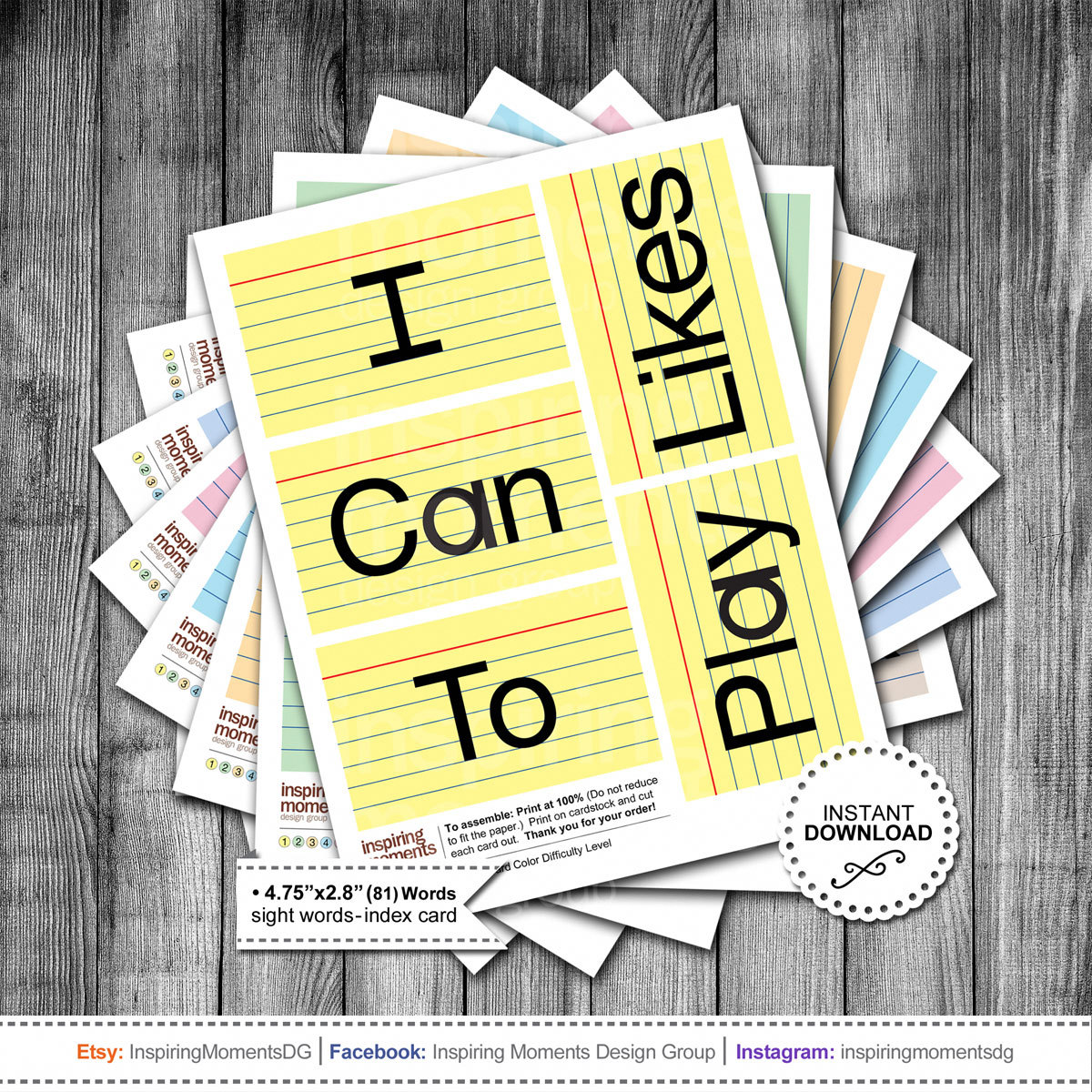 INSTANT DOWNLOAD Printable Sight Words Kindergarten | Etsy
