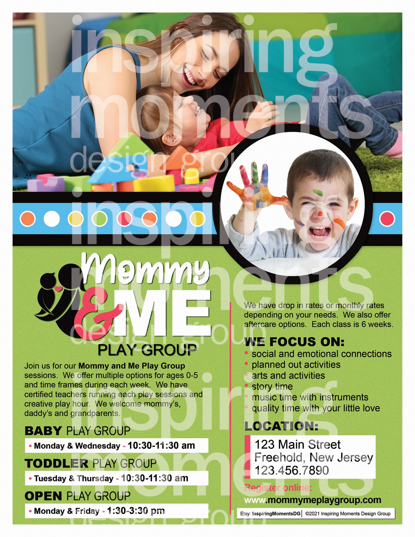 Mommy and Me Play Group Flyer Printable Child Care Small Etsy