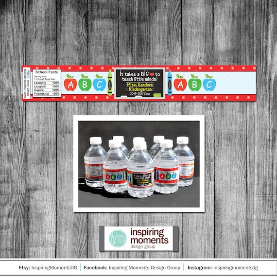 Teachers Appreciation Water Bottle Wrap School Water Wrap - Etsy