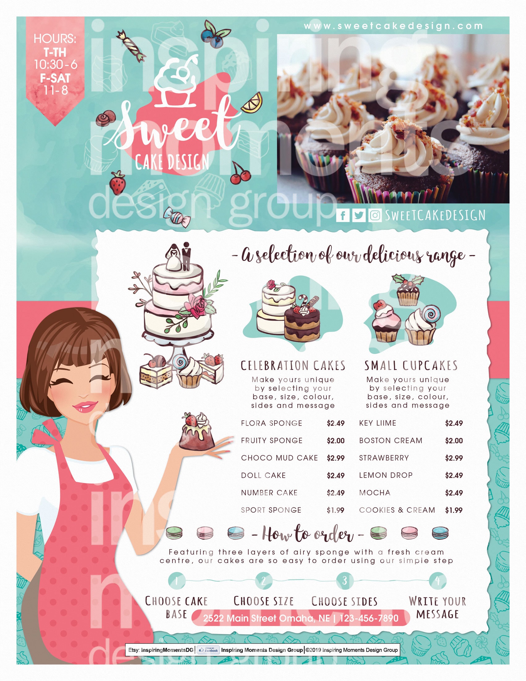 Bakery Event Flyer Printable Business Bake Shop Cupcake Etsy