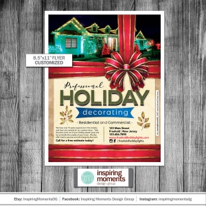 Professional Holiday Decorating Services Event Flyer Printable | Outdoor Christmas Lights | Holiday | Small Business Flyer Design | Handout