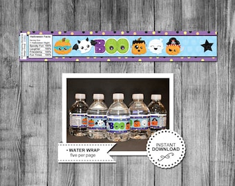 Halloween Water Bottle Wrap | Boo | Pumpkin | Ghost | Costumes | Trick Or Treat | Party | Halloween | Water Label | Instant Download | DIY |