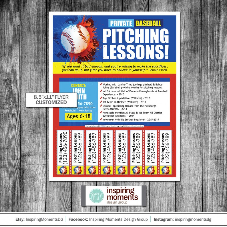Softball Pitching Lessons Event Flyer Printable Baseball Etsy