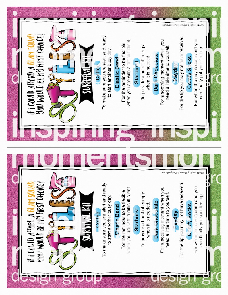Hair Stylist Survival Kit Flyer Printable Hairdressers Etsy
