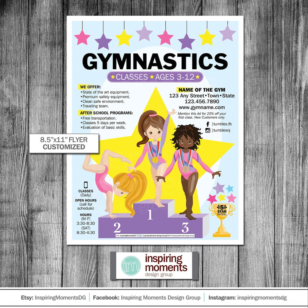 Gymnastics Event Flyer Printable Tumbling Continuing Education Classes School Flyer Education