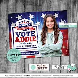 Student Government Flyer, Vote, Voting, Printable, President Election, School Flyer, Education, Custom Flyer Design, Handout, 8.5&quot;x11&quot;