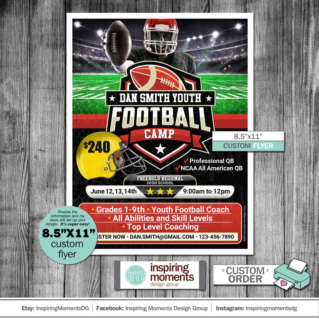 Football Camp Event Flyer Printable, Flag Football, High School