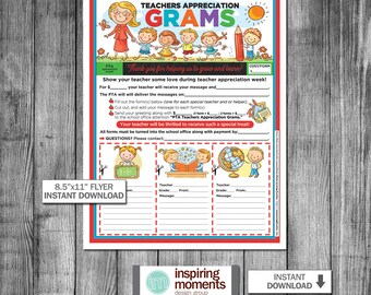 Teachers Appreciation Candy Grams | Event Flyer Printable | PTA | PTN | Education | School Thank You | Instant Download | Flyer Design