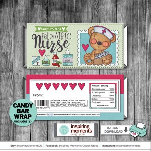 School Nurse Thank You Candy Bar Wrap | Pediatric | Hospital Nurse | Gift | Includes 5 Girls | DIY | Instant Download | Hershey Bar Wrapper