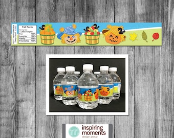 Fall Water Bottle Wrap | Fall Festival | Scarecrow | Apples | Pumpkins | Thanksgiving | Leaves | Water Label | Instant Download | DIY |