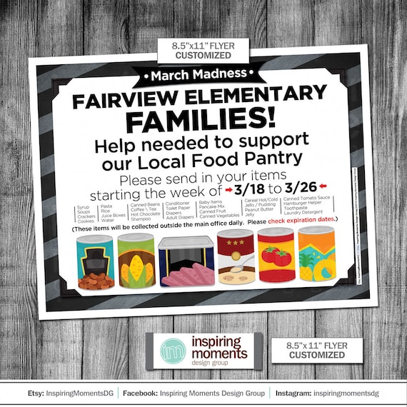 Canned Good Collection Flyer Printable Back To School Food Etsy