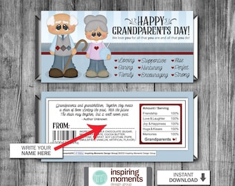 Grandparents Day Thank You Candy Bar Wrap, Appreciation, Grandma, Grandpa, DIY, Instant Download, Hershey Bar Wrapper, Instant Download
