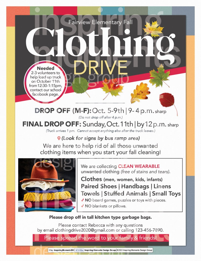 Clothing Drive Event Flyer Printable Collection Fundraiser - Etsy