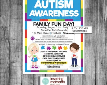 Autism Awareness Family Fun Day Event Flyer Printable | Fundraiser | Walk | Run | School Flyer | Education | Flyer Design | Handout | 8.5x11