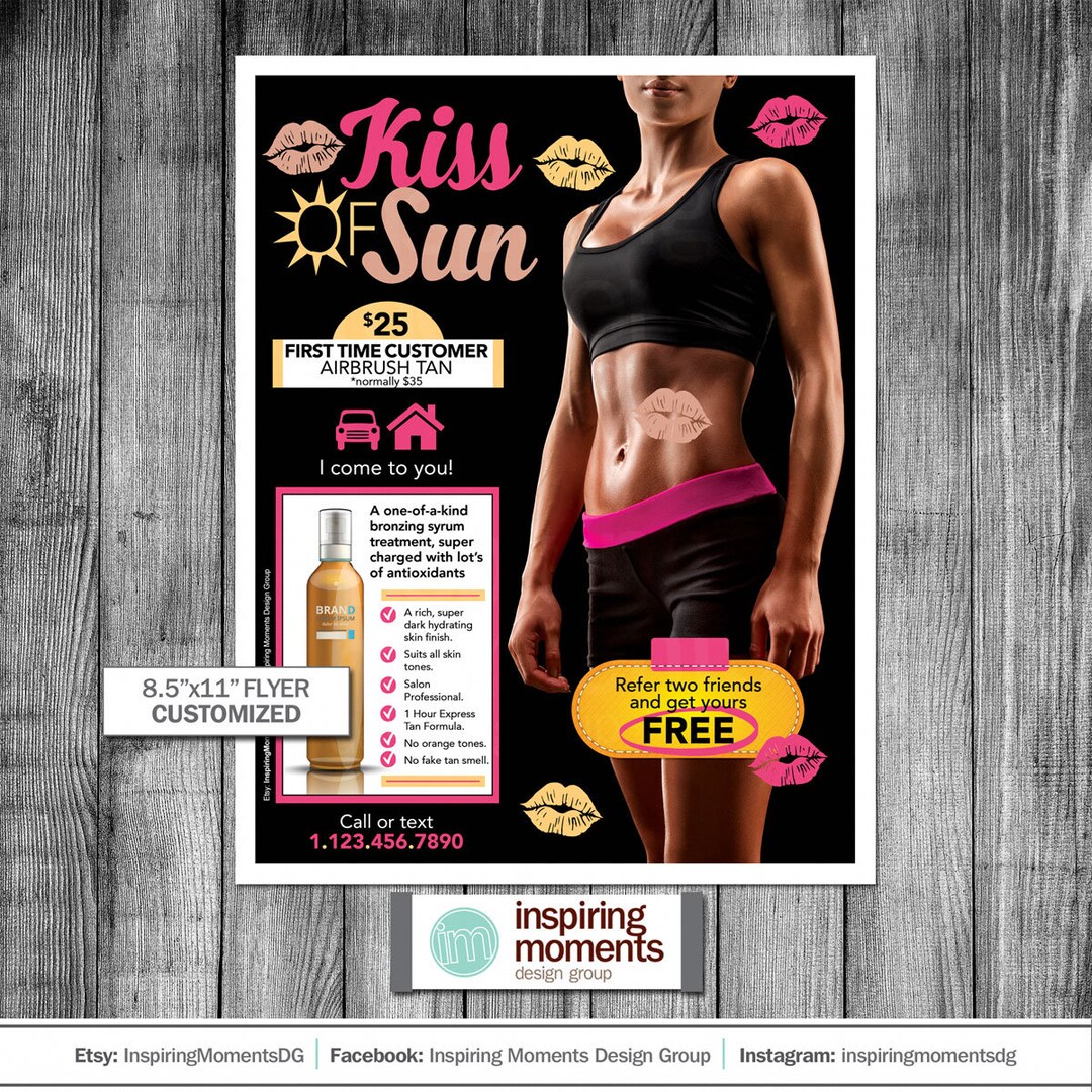 Tanning Salon Event Flyer Printable Airbrush Tan Beauty Etsy