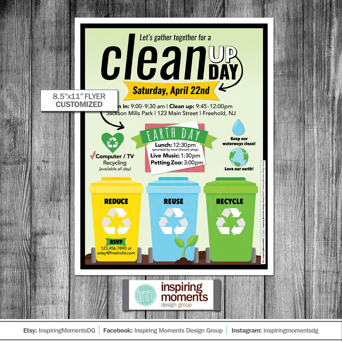 earth-day-clean-up-event-flyer-printable-fundraiser-etsy