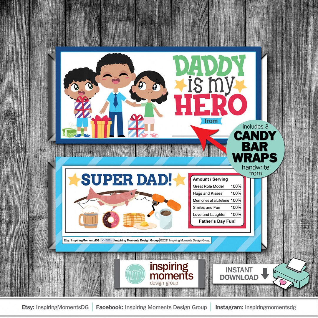 Hero Wrapper Father's Day Candy Bar Wrappers: Hero Dad, Super Dad (digital Download ...