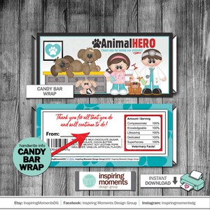 Veterinarian Thank You Candy Bar Wrapper: Animal Hero Gift (Instant Download)