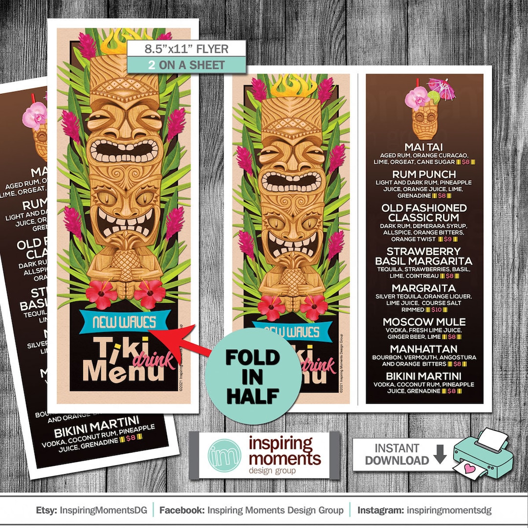 Tiki Bar Drink Menu Cocktail Party Menu Cocktails House Party Business