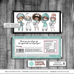 Nurse Thank You Candy Bar Wrap | Nurse | Nursing | Medical | Love | Hospital Nurse | Gift | DIY | Instant Download | Hershey Bar Wrapper