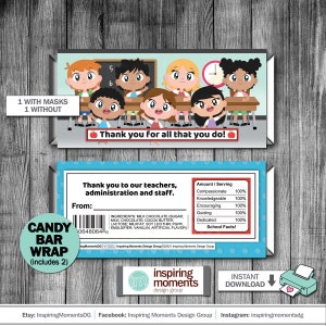 Gift For Teachers Appreciation Week Candy Bar Wrap, End Of The School Year, School Administration, School Staff, DIY Hershey Bar Wrapper DIY