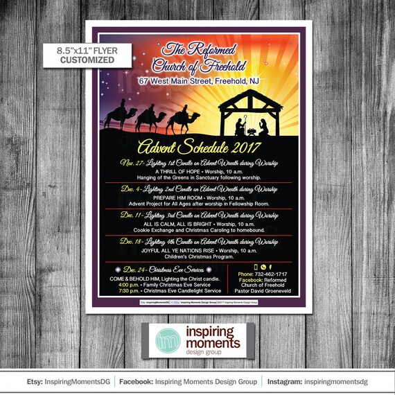 Advent Schedule Flyer Printable Religious Church Etsy