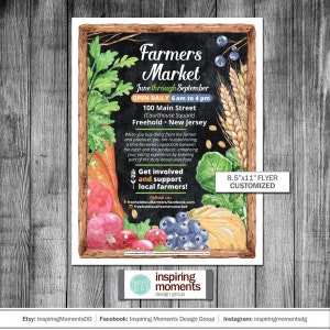 Volantino del mercato agricolo: evento personalizzato con bancarella di prodotti agricoli locali, 8,5x11 (PDF JPG digitale)