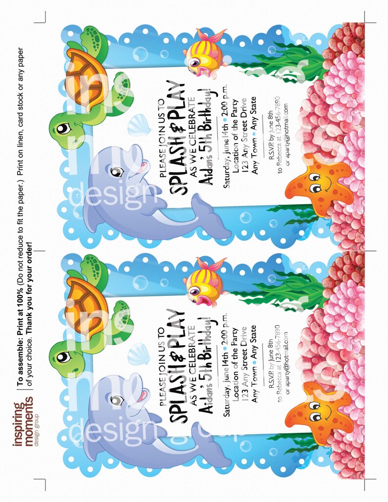 Under the Sea Birthday Invitation Kids Birthday Invite - Etsy