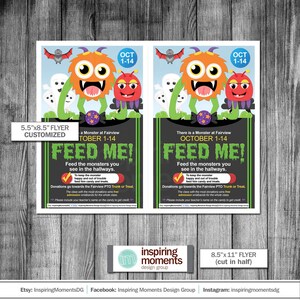Trunk Or Treat Flyer Printable | Feed The Monster | Candy Donation Needed | Small Business | Fundraiser | Flyer Design | Handout | 8.5&quot;x11