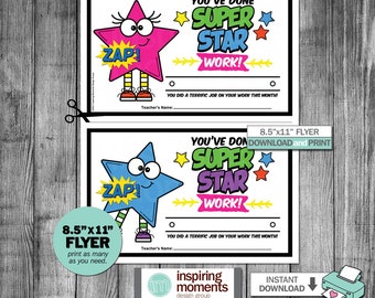 good homework certificate You've Done Super Star Work, Good Job From Teachers Flyer, Encouraging Student, Classroom Flyer, Homework, Helper Tool Instant Download, DIY