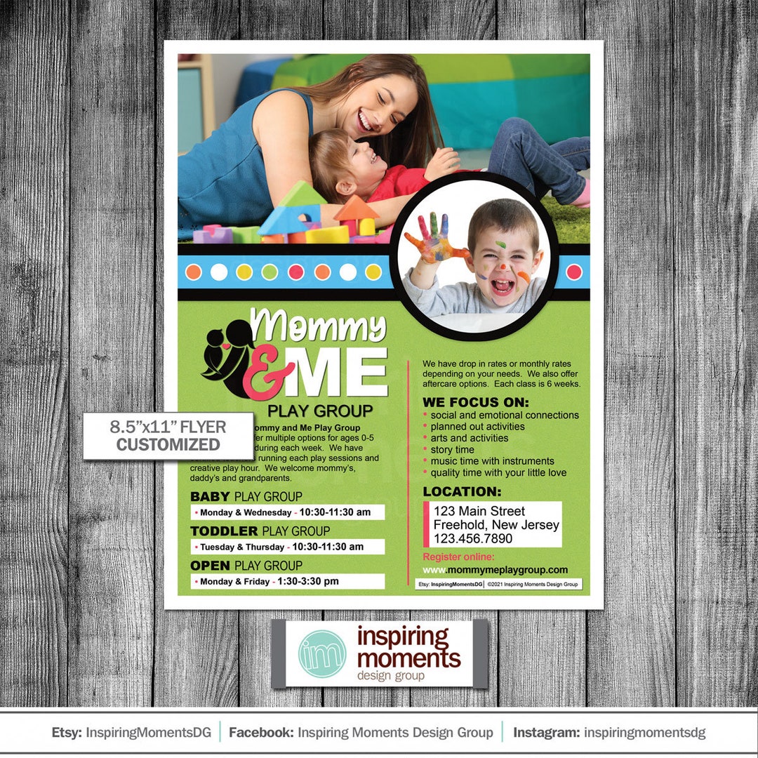 Mommy and Me Play Group Flyer Printable, Child Care, Small Business